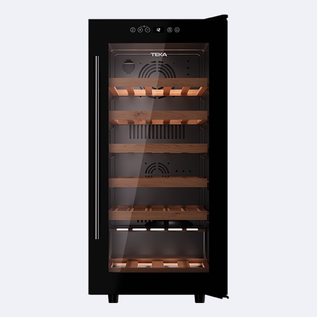 Vinera Teka Para 32 Botellas Acabado Vidrio Negro 76 X 58 Cm