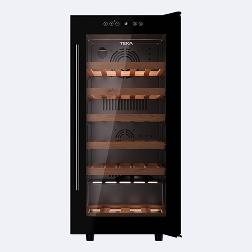 [ELREVI.0010] Vinera Teka Para 32 Botellas Acabado Vidrio Negro 76 X 58 Cm