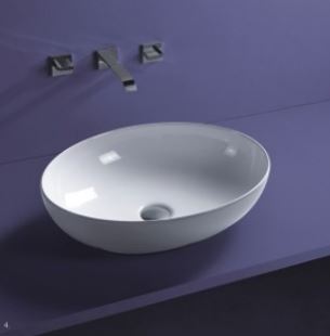 [BALMSM.0087] Lavamanos Para Sobre Mesón Hove Ovalado  Modelo A433 Blanco 51Cm X 39Cm X 14Cm