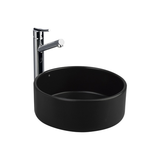 [BALMSM.0253] Lavamanos Para Sobre Mesón Fv Redondo  Modelo Strauss Negro Mate 36Cm X 17Cm X 0Cm