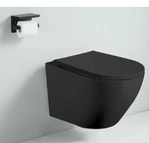 [BASRIN.0172] Inodoro Hove Suspendido  Modelo Torney  Negro Mate 53Cm X 36Cm X 35Cm