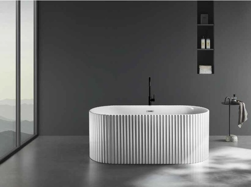 [BATHBA.0049] Bañera Hove Tipo Isla  Modelo Lineal Texturizado Blanco 170Cm X 80Cm X 58Cm