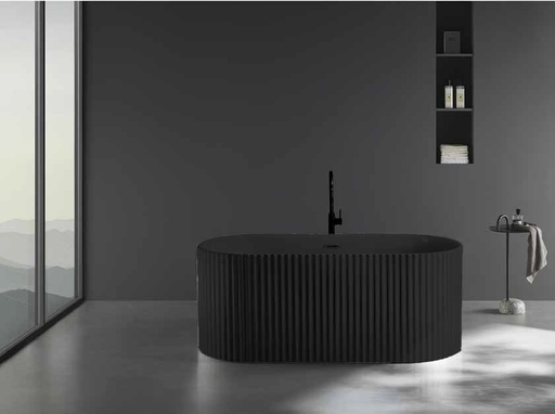 [BATHBA.0050] Bañera Hove Tipo Isla  Modelo Lineal Texturizado Negro Mate 170Cm X 80Cm X 58Cm